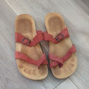 Yokono Red Leather Sandals Size 8 Boho Comfort Fair Condition